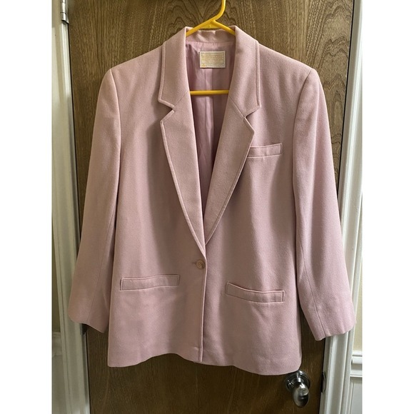Vintage Pendleton Wool Light Pink Collared Blazer Jacket Women's Size 8 80s 90s - Picture 1 of 16